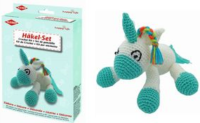 KLEIBER Häkel-Set Einhorn zum Selberhäkeln, Set bestehend aus: Anleitung, 1 Häkel - 1 Stück (93408)