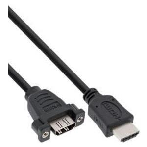 InLine - HDMI-Adapter - HDMI (M) gerade bis HDMI (W) screwable - 60cm - Schwarz - 4K Unterstützung (17500B)