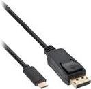 InLine - USB-/DisplayPort-Kabel - USB-C (M) bis DisplayPort (M) - USB 3,1 / Thunderbolt 3 / DisplayPort 1,2 - 2,0m - 4K Unterstützung - Schwarz (64122)