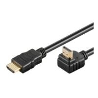 Wentronic Goobay High Speed HDMI Kabel mit Ethernet, Schwarz, 1 m - HDMI A-Stecker>HDMI A-Stecker 90° gewinkelt (31915)