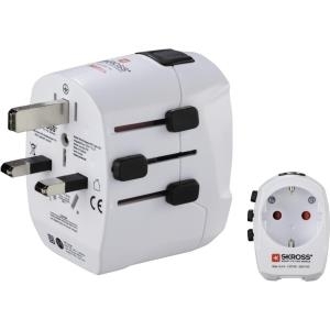 Hama World PRO Light USB World Travel Adapter Plug - Netzteiladapter mit USB-Ladegerät - BS 1363, Typ I, Typ G, Typ B (S) bis USB, CEE 7/4 (R) - weiß (00128229)