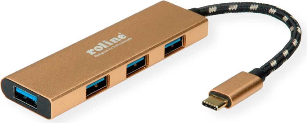 Roline Gold USB 3.2 Gen 1 Hub 4 -fold Cavo di connessione di tipo C (14.02.5049)