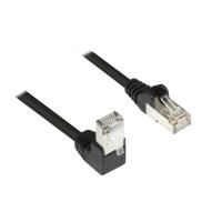Patchkabel, Cat. 5e, F/UTP, 1x 90° RJ45 Stecker (Rastnase oben)/ 1x gerade, schwarz, 10m, Good Connections® (805S-100EWI)