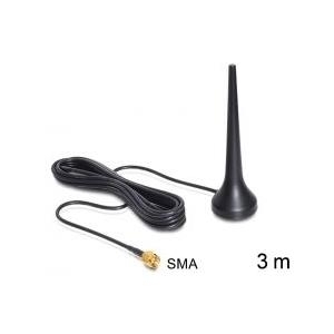 Delock Antenna GSM UMTS a sei bande SMA 0 dBi omnidirezionale con base magnetica, rigida, nera