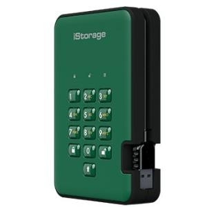 iStorage diskAshur 2 - Festplatte - verschlüsselt - 4TB - extern (tragbar) - USB 3,1 - 5400 U/min - Puffer: 8MB - FIPS 197, 256-bit AES-XTS - Racing Green (IS-DA2-256-4000-GN)