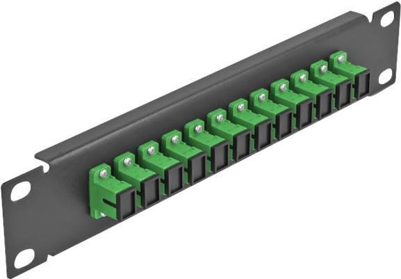 Delock Pannello patch in fibra ottica da 10" 12 porte SC simplex verde 1 U nero