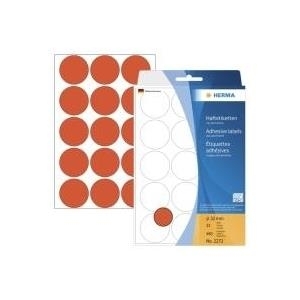 HERMA - Selbstklebende Papieretiketten, rund - Rot - 32 mm rund 480 Etikett(en) (32 Bogen x 15) (2272)