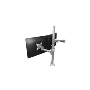 Dataflex ViewLite Monitor Arm 142 - Befestigungskit (Spannbefestigung für Tisch, Stange, 2 Gelenkarme, Schraubmontage, 2 Verbindungsklammern) für 2 LCD-Displays - Silver White - Bildschirmgröße: bis zu 61 cm (bis zu 61,00cm (24) ) - Schreibtisch