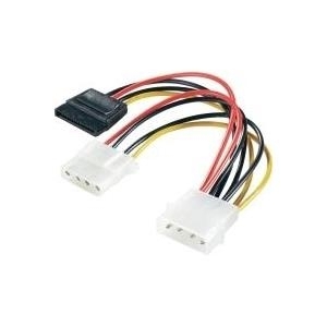 Strom Y-Adapter [1x IDE-Strom-Stecker 4pol. - 1x SATA-Strom-Buchse 15pol., IDE-Buchse 40pol.] 0.15 m Schwarz, Rot, Gelb