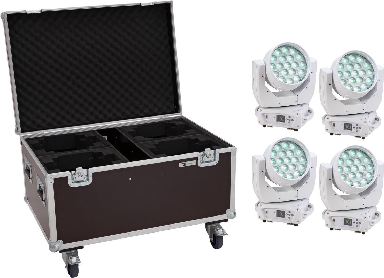 EUROLITE Set 4x LED TMH-X4 Moving-Head Wash Zoom ws + Case mit Rollen (20000954)