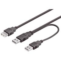 Good Connections - USB 2.0 Y-Verlängerungskabel - 2 x USB Typ A (M) - USB Typ A (W) - 0.3 m - schwarz (2511-Y)