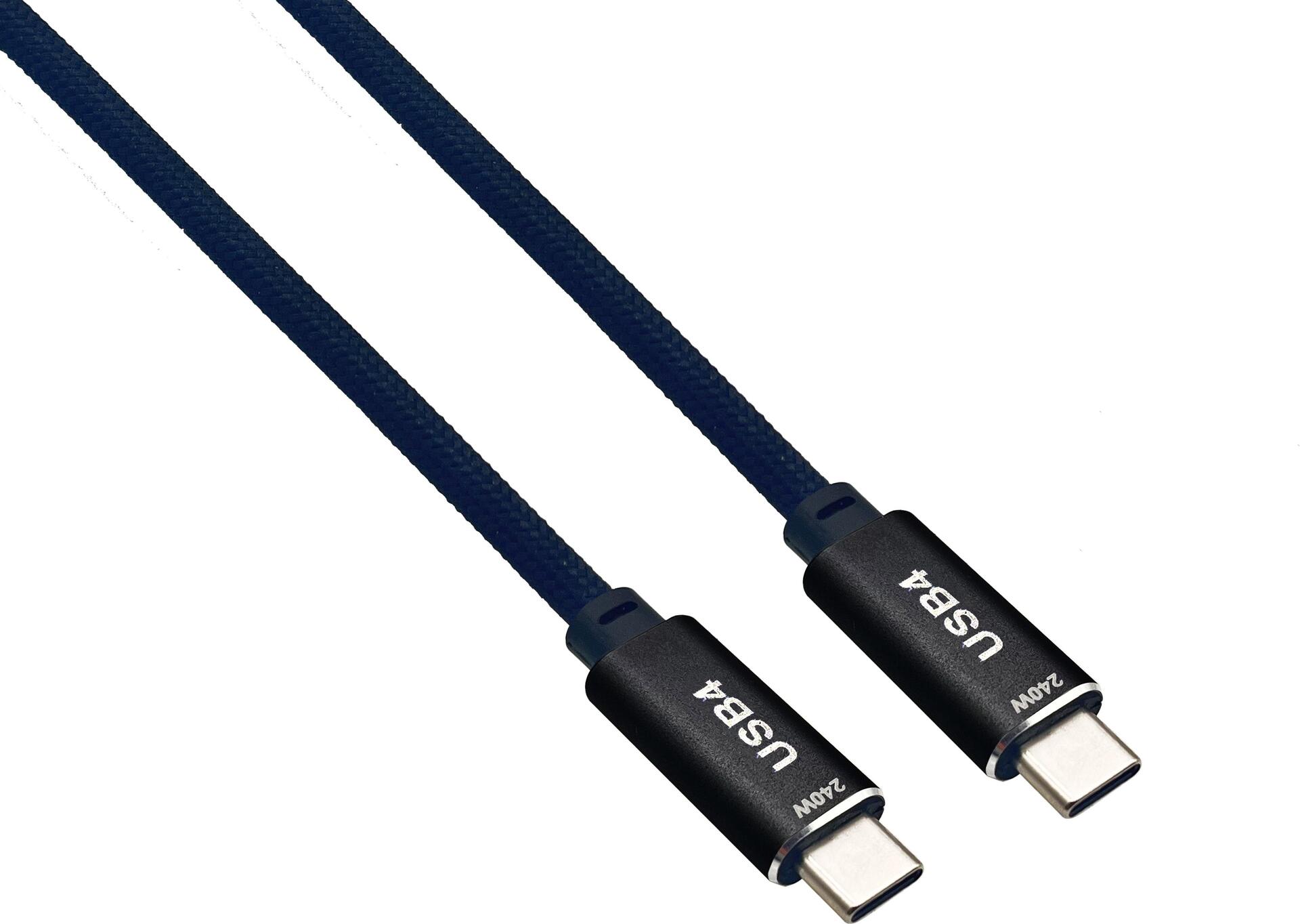 Cavo di collegamento Helos, USB 4, 40 Gbps 240 W, spina Type-C PREMIUM, 2,0 m, nero