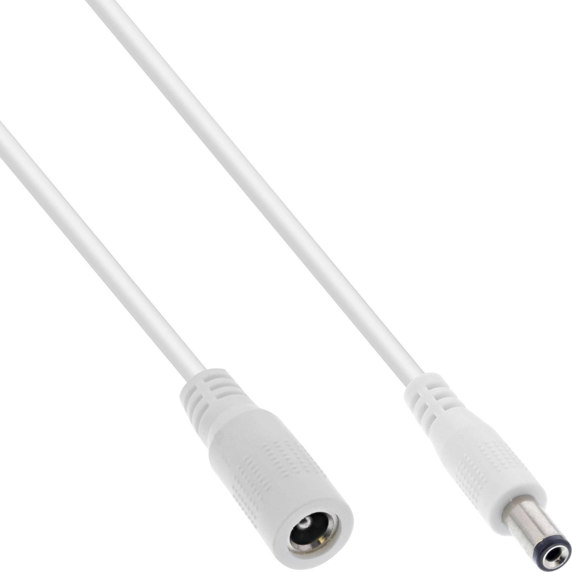 Cavo prolunga DC - Presa DC 5,5x2,5mm - AWG 18 - bianco - 2m