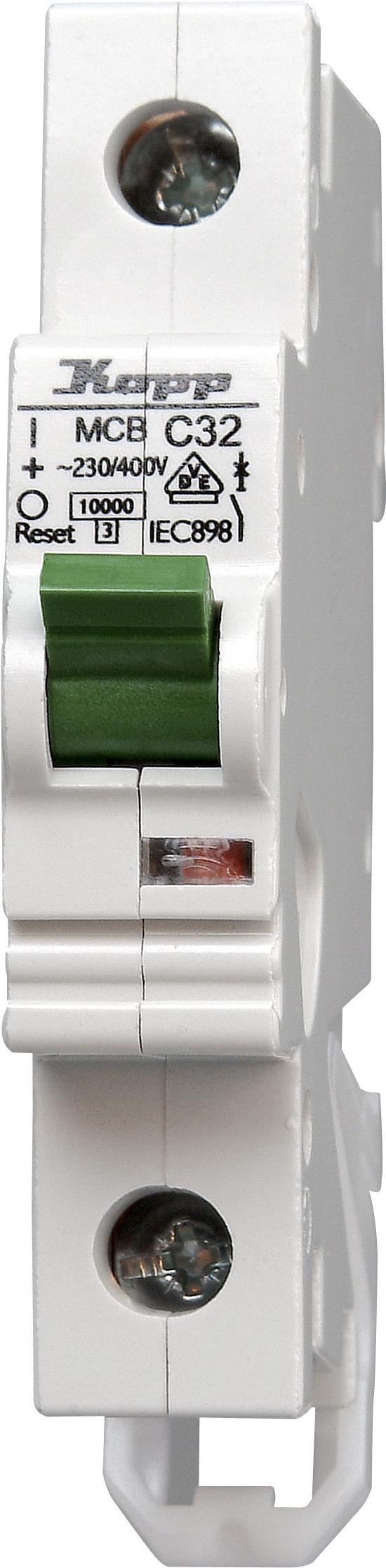 Kopp 723201005. Eingangsspannung: 230 - 400 V, Nennstrom: 32 A, AC Eingangsfrequenz: 60 Hz. Schutzschaltertyp: Miniature circuit breaker, Typ: C-type, Internationale Schutzart (IP-Code): IP20. Tiefe: 68 mm (723201005)