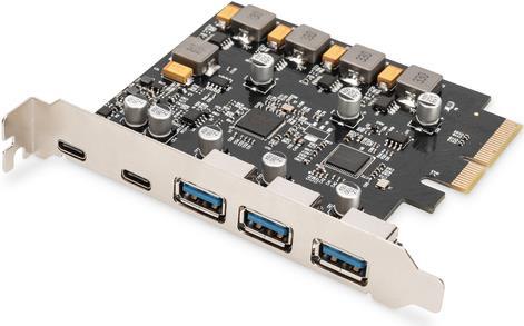 DIGITUS Scheda PCIe 2 USB-C + 3 USB A