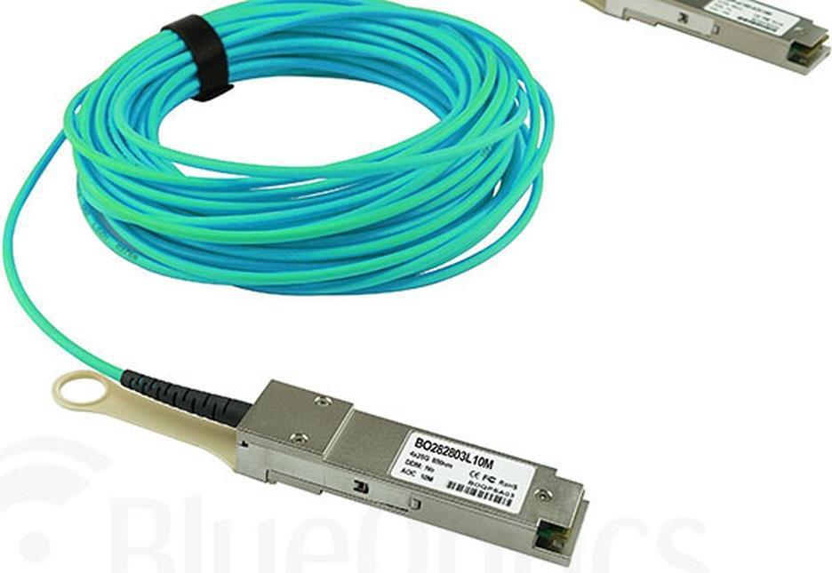 Kompatibles Chelsio AOC-QSFP28-CABLE-25M QSFP28 BlueOptics Aktives Optisches Kabel (AOC), 100GBASE-SR4, Ethernet, Infiniband, 25 Meter (AOC-QSFP28-CABLE-25M-BO)