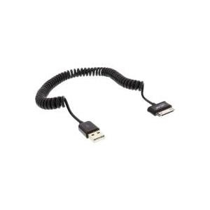 InLine - Lade-/Datenkabel - Samsung 30-poliger Dockanschluss (M) bis USB (M) - 2,0m - Schwarz - gewickelt (31620S)