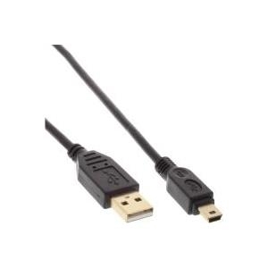 Mini cavo USB 2.0 - USB A ST-Mini ST 5 pin - nero - placcato oro. continua - 5 metri