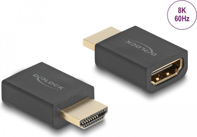 Delock HDMI ad alta velocità con adattatore Ethernet maschio a femmina 8K 60 Hz nero