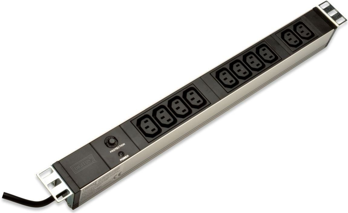 PDU strip 48,30cm (19) RACK, 10xC13, 2.0m cable with C14, overload protection, aluminium (A-19-STRIP-6-IMP)