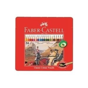 FABER-CASTELL Hexagonal-Buntstifte CASTLE, 24er Metalletui sechseckig, farbig lackiert, hohe Farbbrillanz, bruch- (115845)
