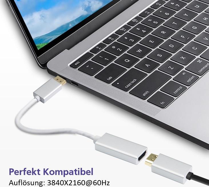 Cavo adattatore Helos, spina DisplayPort/presa HDMI, PREMIUM 4K, argento