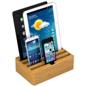 ALL DOCK medium - Ladeständer - 9,6 A - 4 Ausgabeanschlussstellen (USB (nur Strom)) - auf Kabel: mini-USB - Bamboo (080465)