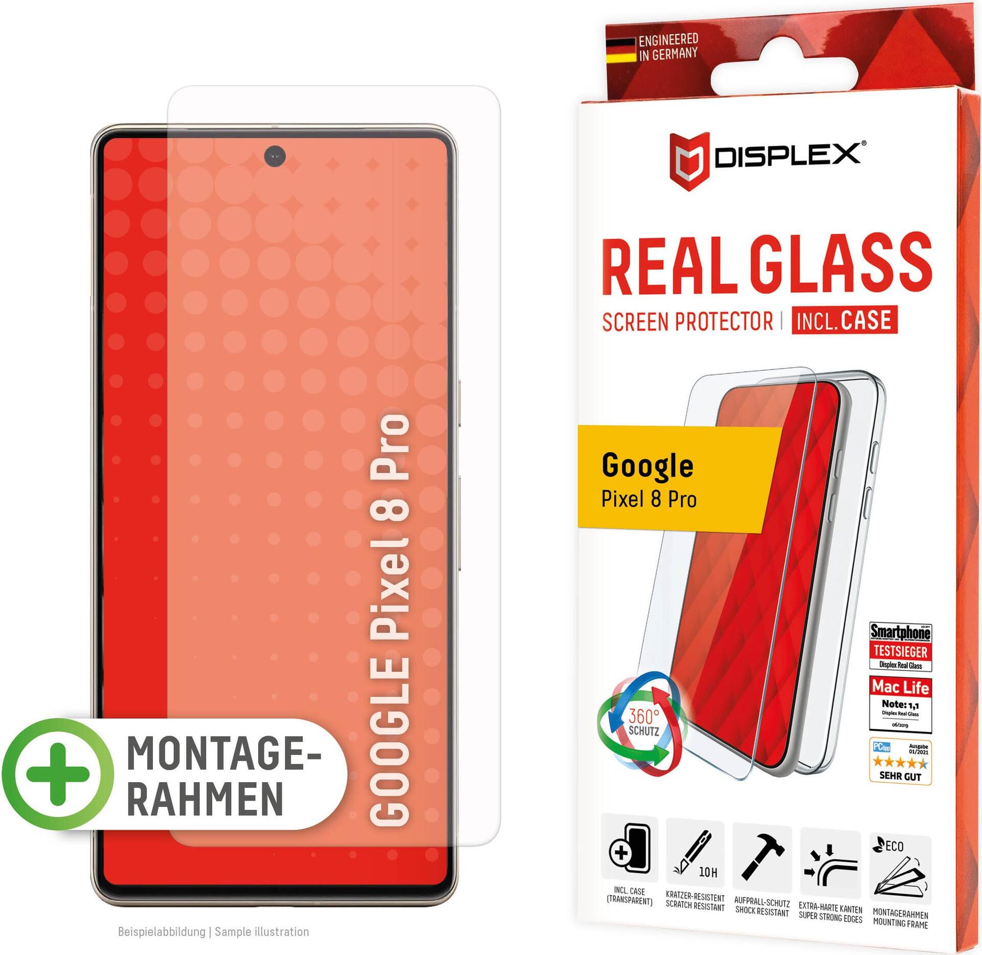 E.V.I. 01893 custodia per cellulare 17 cm [6.7] Cover Trasparente (DISPLEX REAL GLASS + CASE - GOOGLE PIXEL 8 PRO)