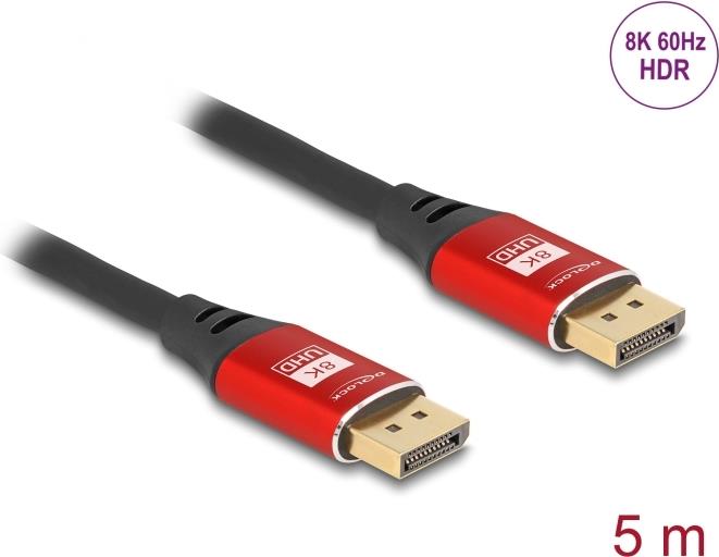 Delock Cavo DisplayPort 8K 60 Hz 5 m rosso metallo