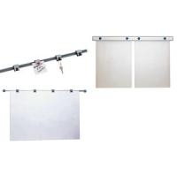 HEBEL Design-Wandschiene Presenter mit silberner Umrandung 1 m, mit 4 blauen Kugelmagneten (62500-94)