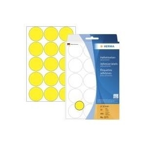 HERMA - Selbstklebende Papieretiketten, rund - Gelb - 32 mm rund 480 Etikett(en) (32 Bogen x 15) (2271)