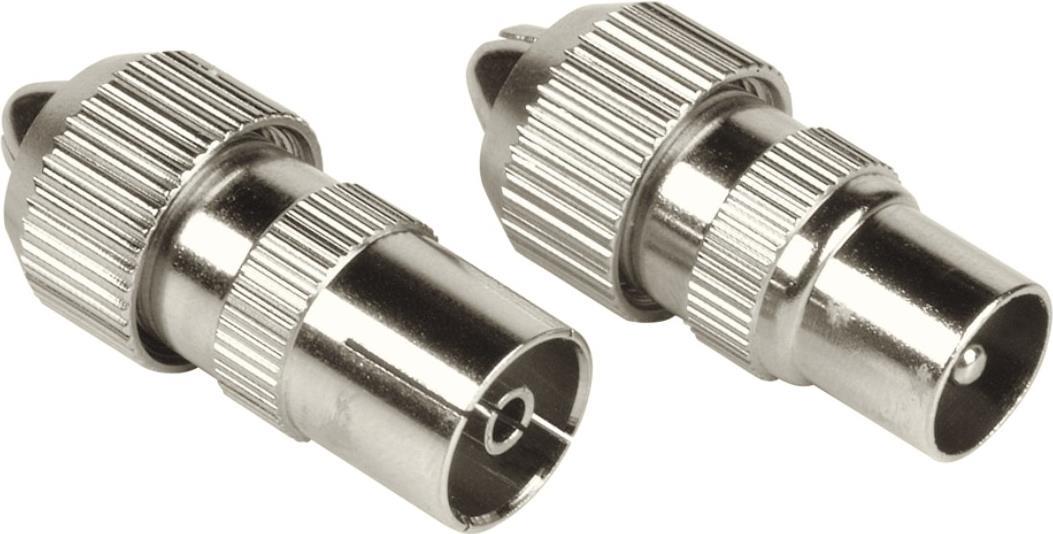 Hama Coax Connector Set, 1 Male & 1 Female, Metal, Screw Attachment