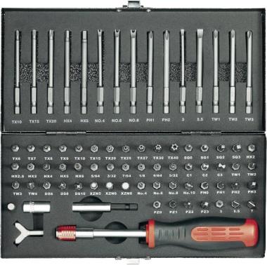 TOOLCRAFT Bit-Set 75teilig Schlitz, Innen-Sechskant, TORX, Clutch, Tri-Wing, TORQ, Vielzahn (XZN), Kreuzschlitz Pozidri (820952)