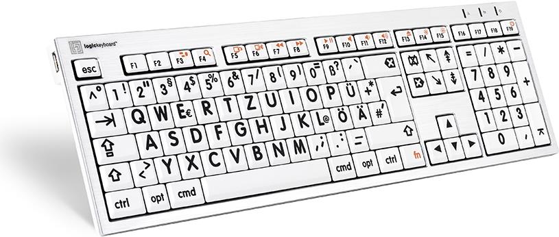 Logickeyboard LKB-LPRNTBW-CWMU-DE USB QWERTZ Deutsch Schwarz - Silber - Weiß Tastatur (LKB-LPRNTBW-CWMU-DE) Logickeyboard LKB-LPRNTBW-CWMU-DE USB QWERTZ Deutsch Schwarz - Silber - Weiß Tastatur (LKB-LPRNTBW-CWMU-DE)