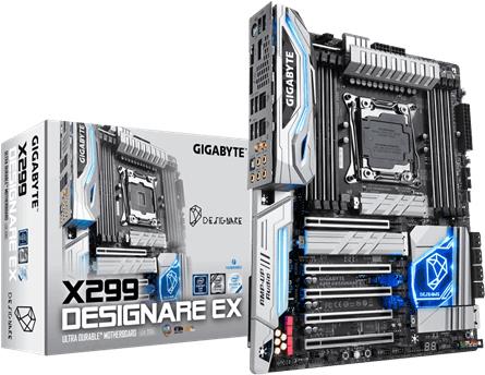 GigaByte X299 DESIGNARE EX S2066 ATX Intel X299, LGA2066, 8x DDR4 DIMM, 2x Thunderbolt 3, Realtek ALC1220, 2x 1GbE LAN, Wi-Fi, Bluetooth 4.2, SATA III, USB 3.1, PS/2, S/PDIF, 2x DP, ATX, 305x244 mm (X299 DESIGNARE EX) GigaByte X299 DESIGNARE EX S2066 ATX Intel X299, LGA2066, 8x DDR4 DIMM, 2x Thunderbolt 3, Realtek ALC1220, 2x 1GbE LAN, Wi-Fi, Bluetooth 4.2, SATA III, USB 3.1, PS/2, S/PDIF, 2x DP, ATX, 305x244 mm (X299 DESIGNARE EX)