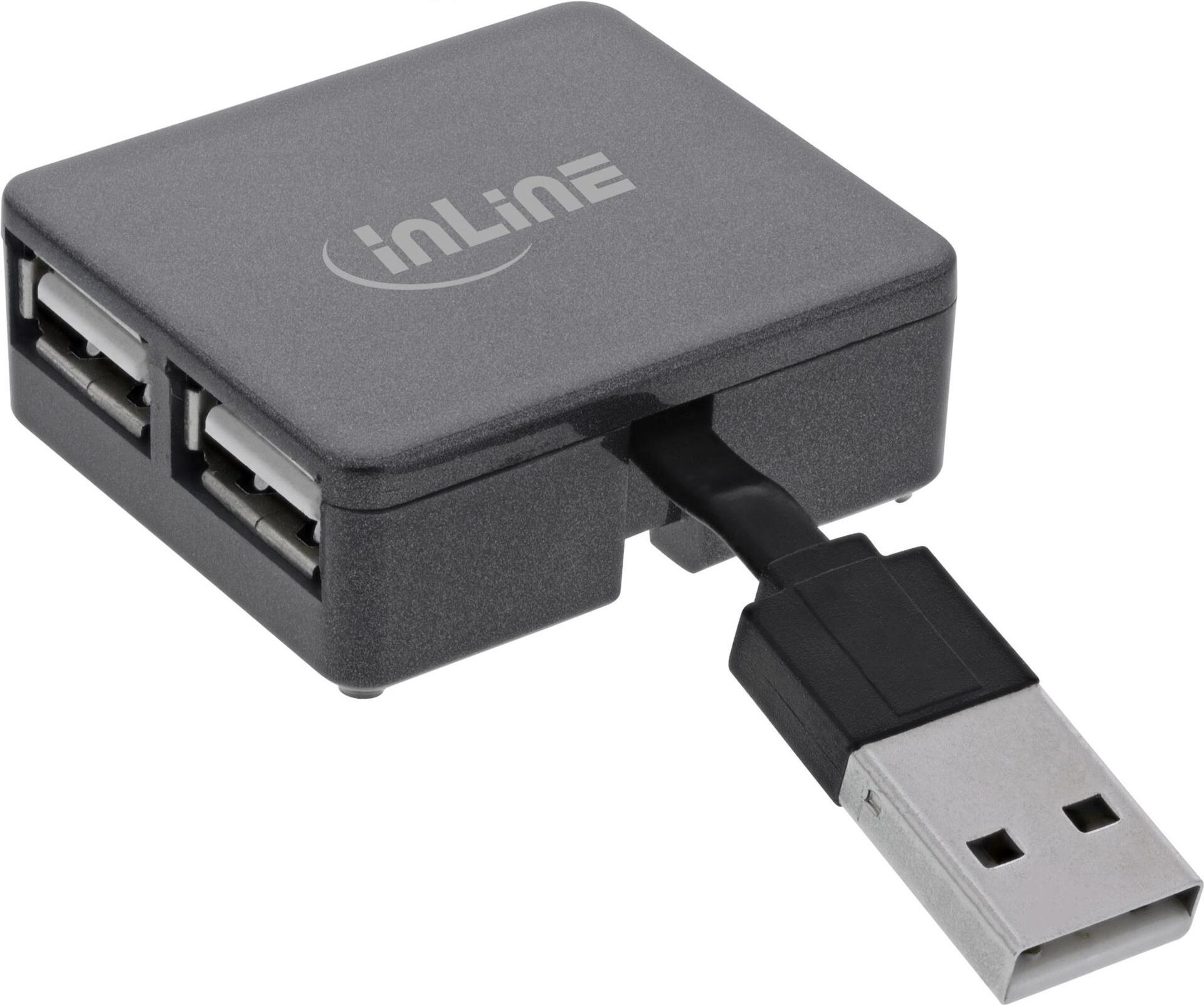 Hub USB 2.0 a 4 porte - USB-A maschio a 4x USB-A femmina - cavo 4 cm