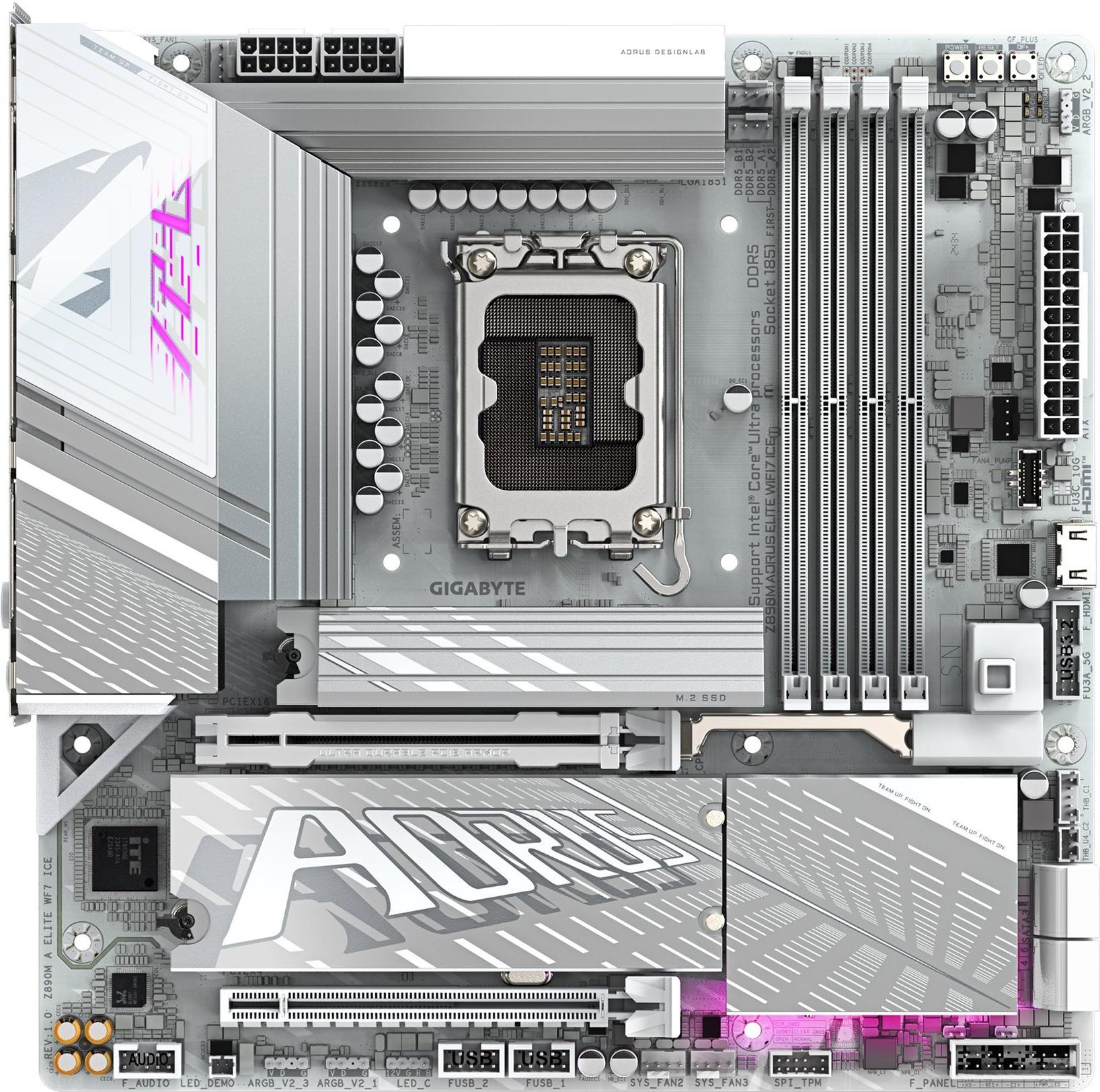 GIGABYTE Z890M AORUS ELITE WIFI7 ICE Scheda Madre - Supporta CPU Intel Core Ultra (Serie 2) VRM a 1212 fasi fino a 8800MHz DDR5