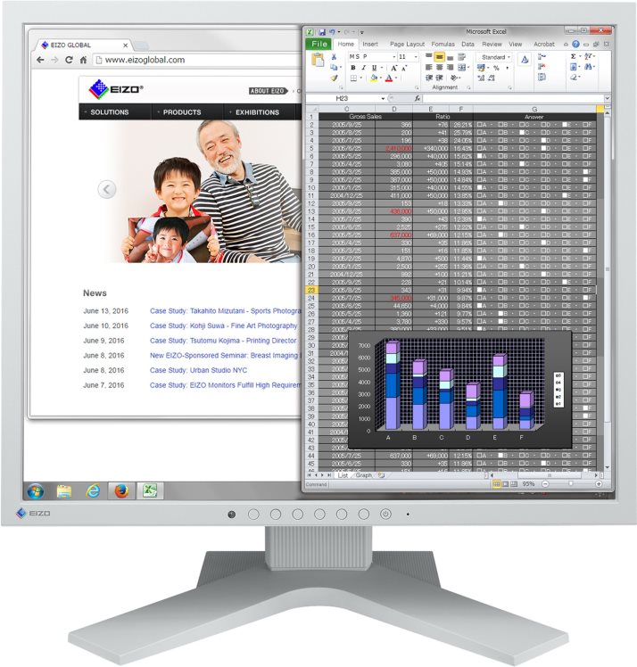 EIZO FlexScan S1934H - LED-Monitor - 48.1 cm ( 48,30cm (19) ) - 1280 x 1024 - IPS - 250 cd/m² - 1000:1 - 14 ms - DVI-D, VGA, DisplayPort - Lautsprecher - Grau