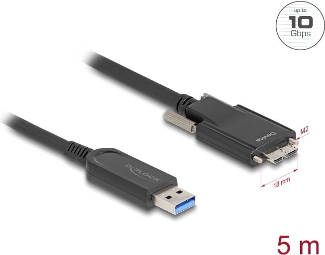 Delock Cavo ottico attivo USB 10 Gbps da tipo A a tipo Micro-B maschio da 5 m