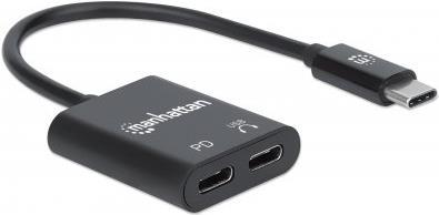 Manhattan 153348 cavo per cellulare Nero 0,112 m (USB-C TO USB-C/USB-C AUDIO M/F- - -480MBPS [USB 2.0] CABLE 11CM)