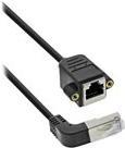 InLine - Patch-Verlängerungskabel - RJ-45 (M) down-angled, latched bis RJ-45 (W) - 0,5m - SF/UTP - CAT 5e - Schwarz (S-75955)