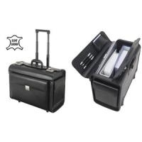 Alassio Pilotenkoffer SILVANA, Leder, schwarz, mit Trolley (92705)