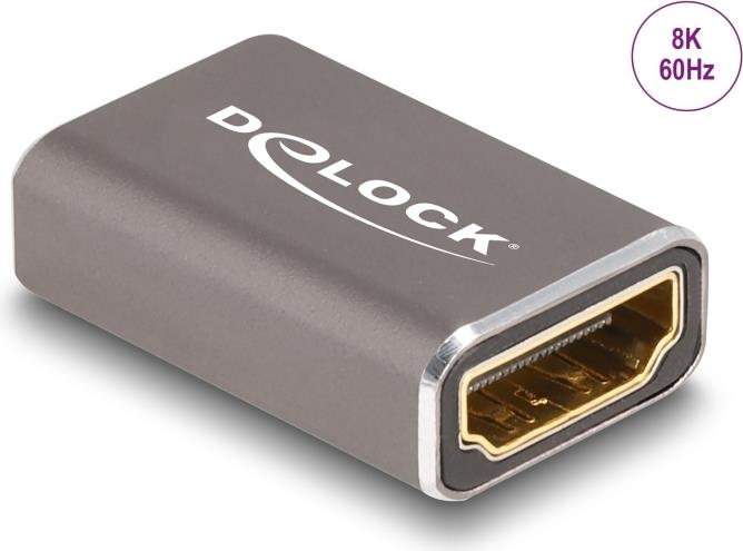 Delock Adattatore HDMI femmina-femmina 8K 60 Hz grigio metallo