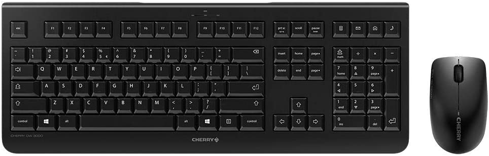 CHERRY DW 3000 - Tastatur-und-Maus-Set - kabellos - 2.4 GHz - Englisch (USA) mit EURO-Symbol - Schwarz (B-Ware)