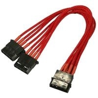 Nanoxia 4-Pin Molex Y-Kabel - Netzteil - Molex, 4-polig - 2 x 4-Pin Molex Stecker - 20cm - Rot - Einzelsleeve (900300026)