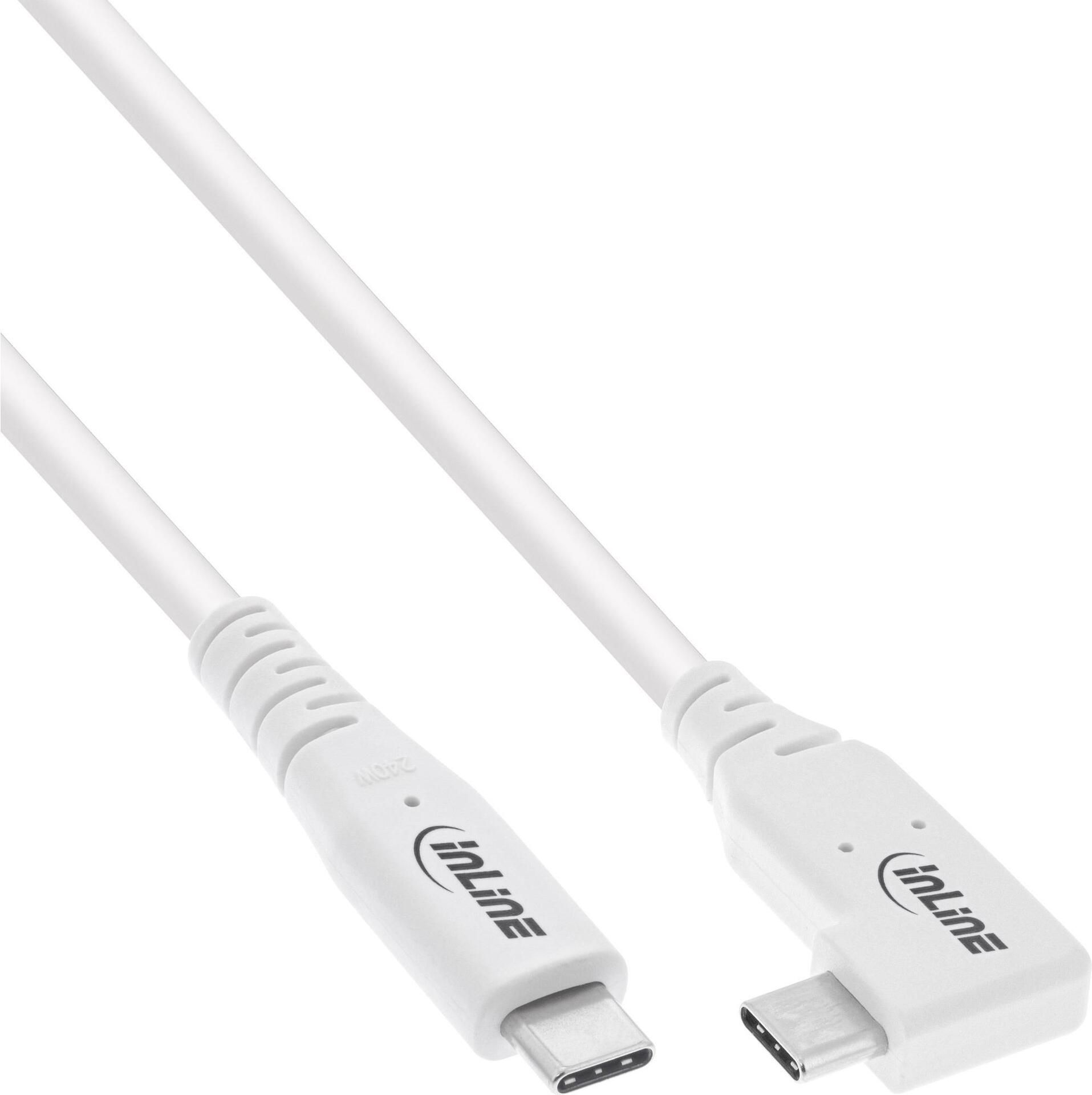 Cavo USB4 - USB-C - angolato a un'estremitÃ  - PD 240W - 8K60Hz - TPE - bianco - 0,5m