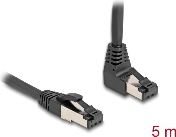 Delock Cavo di rete RJ45 Cat.8.1 S/FTP angolato a 90Ã‚Â° nella parte superiore / dritto 5 m nero