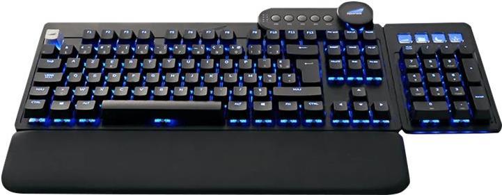 Mountain Everest Max - Tastatur - mit media dock - Hintergrundbeleuchtung - USB-C - AZERTY - Französisch - Tastenschalter: CHERRY MX Red - schwarz (MG-EVK1B-CR1-FR)