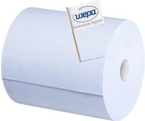 Rotolo di pulizia wepa Comfort 3 veli blu 350 m 100% riciclato dimensioni foglio 230 x 350 mm con goffratura a nido d'ape - 1 p