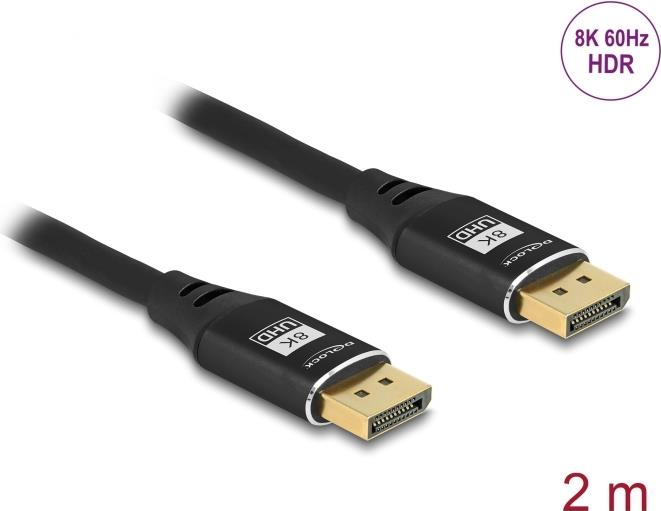 Delock Cavo DisplayPort 8K 60 Hz 2 m nero metallo